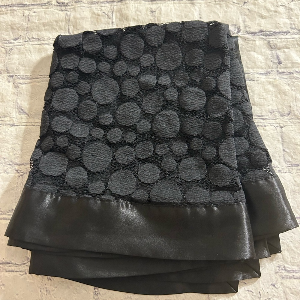 SYMPHONY DESIGNS 20% ACRYLIC 80% RAYON LARGE SWISS DOTS SATIN TRIM SCARF